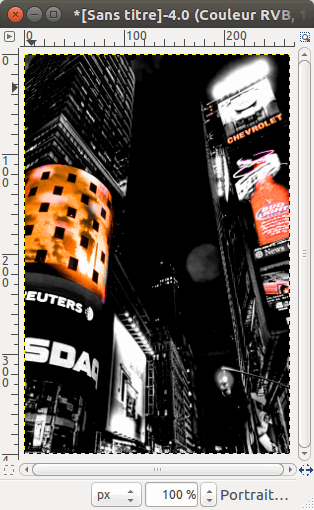 Version noir et blanc avec Masque de calque révélant quelques zone de couleur.