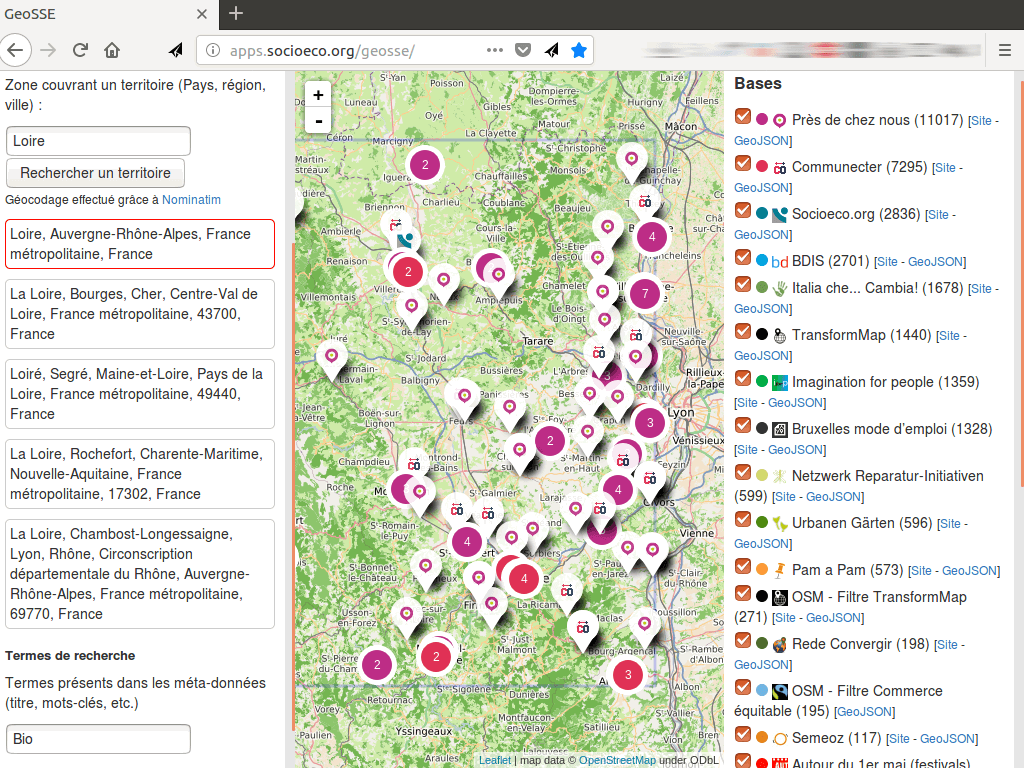 Diapo 2 : carte aggrégeant des données ouvertes depuis différentes sources