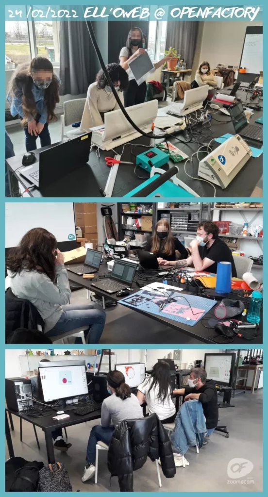 Montage de 3 photos de l'atelier EllOWeb à Openfactory